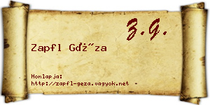 Zapfl Géza névjegykártya